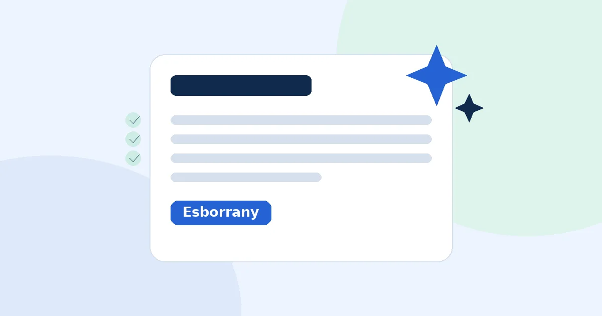 Il·lustració d’un esborrany d’entrada amb línies de text, marques de verificació i una espurna d’IA